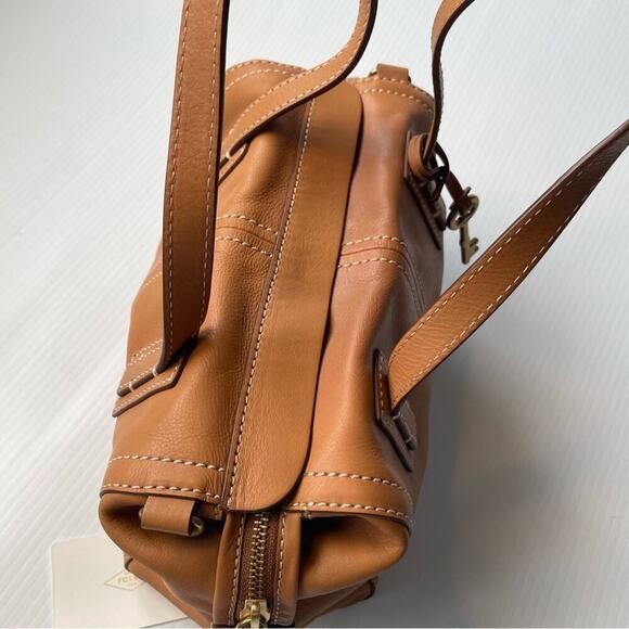 Fossil Emma leather satchel tan purse - Picture 9 of 16